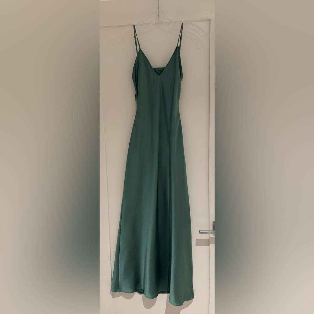 Zara Satin Green Maxi Dress